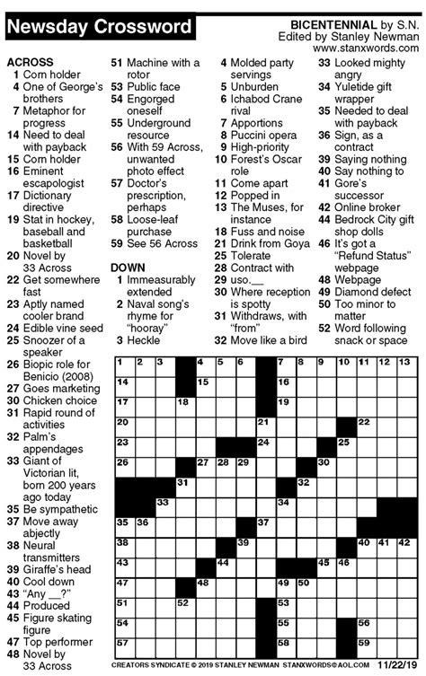 newsday crossword puzzles today